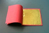 Orange Poliergold 22 1/2 Karat in T�nungen hell oder dunkel -f�r Restaurierungen -25 Blatt-80x80