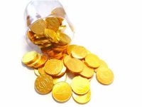 Schoko-Goldm�nzen 500gr.Dose - Pr�gung Eurom�nze auf gl�nzende Goldfolie