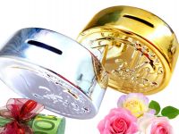 goldene Spardose in Euroaufmachung aus Keramik und sehr gl�nzend