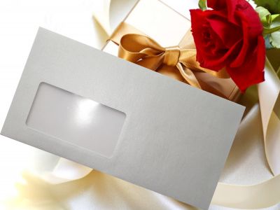 1 x Silber Briefumschlag DIN Lang mit Fenster selbstklebend mit Haftstreifen silberner Papierumschla