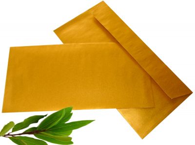 1x goldener Briefumschlag DIN lang ohne Fenster selbstklebend goldener Papierumschlag seidengl�nzend