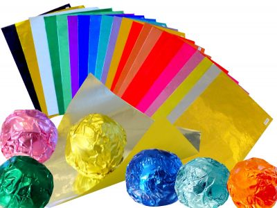 250 Blatt bunte Alufolie Pralinenfolie f�r Schokoladen 80x80mm farbig sortierte Einwickelfolie