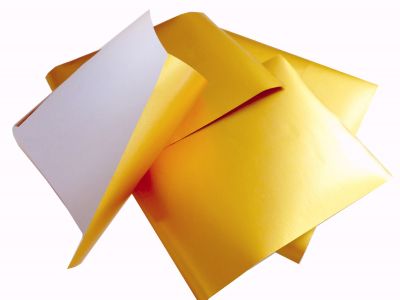 30 Blatt (40gr.) 120x155 mm Butterfolie, wachskaschiert & fettdicht, Farbe Gold seidengl�nzend