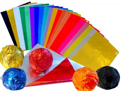 35 Blatt ca 10gr. 100x100mm Einzelfarbe Alu-Pralinenfolie 10�m bunte Confiseriefolie
