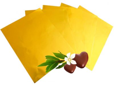 50 Blatt (50gr.) 120x155 mm, Alu/Papier wachskaschiert Gold seidengl�nzend Alu-kaschiertes Papier