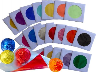 50 Blatt bunte Alufolie Pralinenfolie f�r Schokoladen 80x80mm 10gr. Einwickelfolie Einzelfarbe