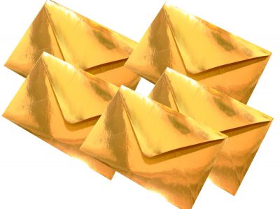 C6 Briefumschl�ge 10 St�ck/Pack. Gold gl�nzend nassklebend gummiert Papierumschlag