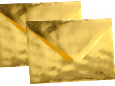C6 Briefumschl�ge 10 St�ck/Pack. Schuppeneffekt Gold gl�nzend nassklebend gummiert Papierumschlag
