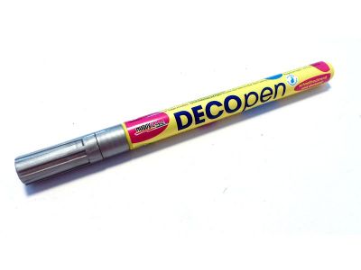 Deco Pen SILBER Acrylfarbe matt, Spitze 1-2 mm, f�r viele Materialien, Wasserbasis