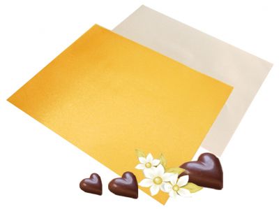 Diamant gepr�gte Goldfolie 1kg/Pack.15�m stark Wunschformat fertige Zuschnitte f�r Schokoladen