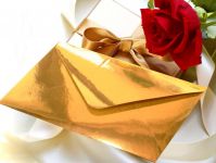 DIN lang Briefumschl�ge 5 St�ck/Pack. Gold gl�nzend nassklebend gummiert Papierumschlag