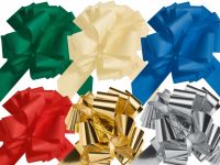 Fertige Ziehschleife 25mm x 35cm- 50 St�ck/Packung in Unifarben mit Struktur oder Metallic