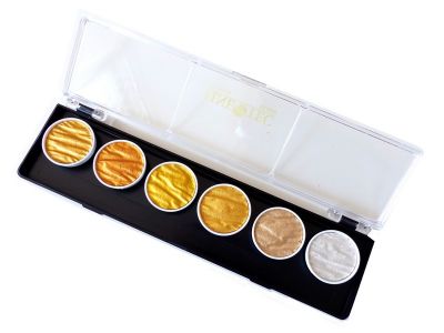 Farbkasten Perlglanzfarben M600 mit 6 Gold/Silber Perlglanzfarben +1 Pinsel  