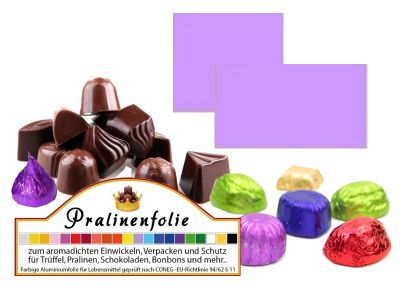 Flieder farbene Konfektfolie aus Alu f�r Schokolade, Pralinen, Konfekt ist Pralinenfolie optimal