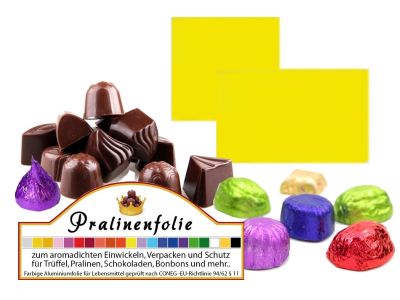 Gelbe Pralinenfolie und andere trendige Farben zum Einwickeln f�r Pralinen mit Pralinenfolie