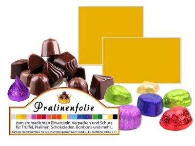 Gold matte Pralinen-Alufolie zum Verpacken und Einwickeln f�r Pralinen, Konfekt und Schokolade