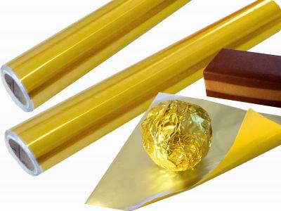 Goldene Alufolie 20�m auf Rolle 40cm x 45lfm Gold gl�nzend innen Silber f�r Lebensmittel