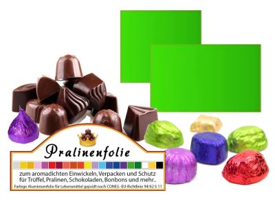 Hellgr�ne Confiseriefolie f�r Pralinen, Schokoladen oder Konfekt in trendigen Farben Pralinenfolie