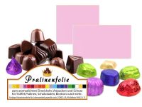 Hellrosa gl�nzende Alu-Pralinenfolienzuschnitte f�r die bunte Verpackung von Pralinen und Schokolade