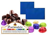 Dunkelblaue Confiseriefolie aus Alu f�r Schokoladen, Pralinen und S��igkeiten als fertige Zuschnitte