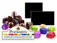 Schwarz gl�nzende Lebensmittelfolie f�r die Verpackung von Schokoladenprodukte und S��waren
