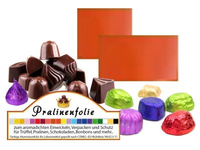 Kupfer Pralinenfolie oder Einwickelfolie f�r Pralinen und Schokolade f�r aromadichtes Verpacken