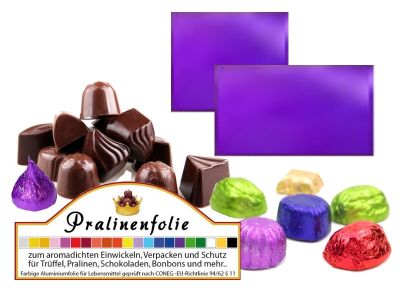 Lila Pralinenfolie f�r Schokolade oder Geb�ck zur aromadichten Verpackung von Pralinen & Konfekt