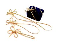 100 x elastische Ziergummischleife mit Fl�gel als goldene Gummibandschleife in verschiedenen Gr��en