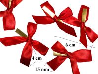 250 Schleifen Farbe Rot mit Drahtclip Satinband 15 mm, Confiserie Schleife Clip 6 cm,