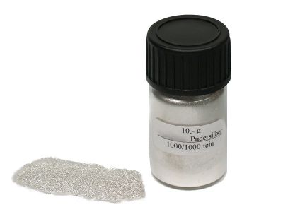 Pudersilber -Feingehalt 1000/1000 -Verpackung 10gr. - zur Versilberung mit Pudersilber