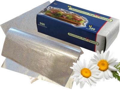 Silber Aluminium Folien 500 Zuschnitte 23x27cm gefalzt lose verpackt, hitzebest�ndige und rei�fest