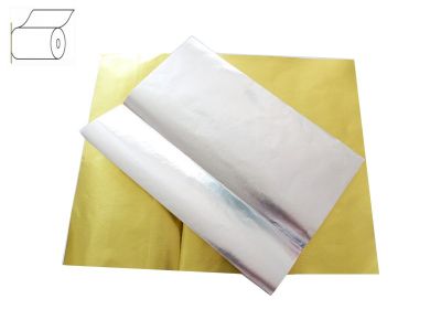 Stanniol Aluminium einseitig beschichtetes Papier in SILBER 375mm x 2500 lfm vollfl�chig Gold gef�rb